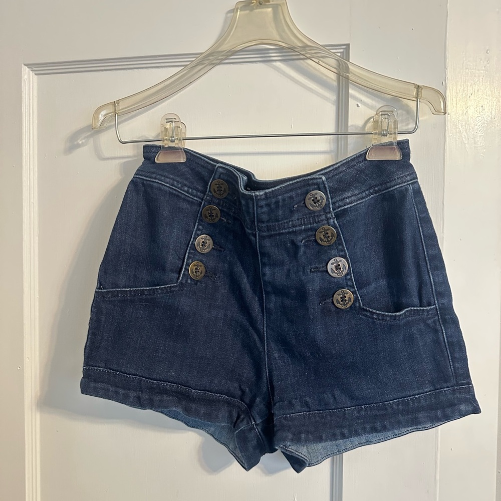 Express Dark Blue High Waist Women's Shorts